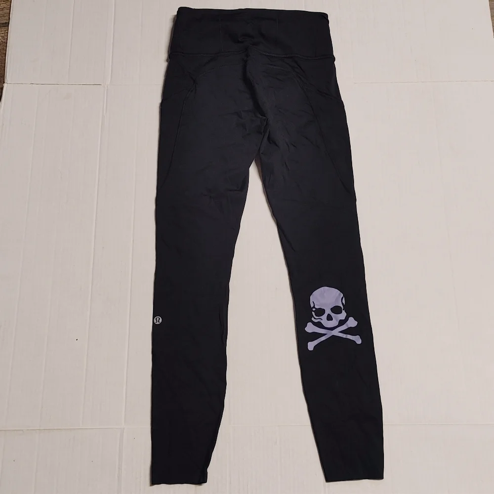 lululemon athletica Black Leggings with Purple Skull Graphic